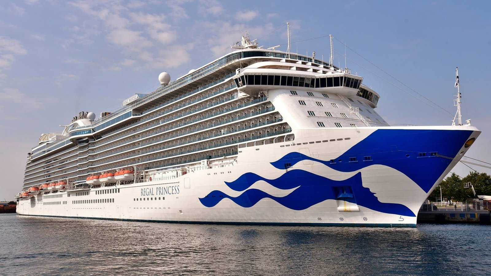 The cruise ship Regal Princess berthed at the Warnemünde cruise quay